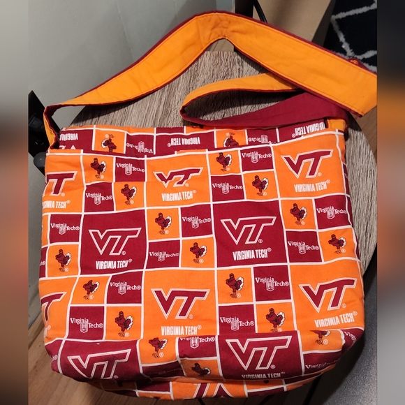 The Unbranded Brand Handbags - NCAA Virginia tech hokies shoulder bag purse - orange and maroon
